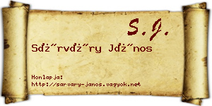 Sárváry János névjegykártya